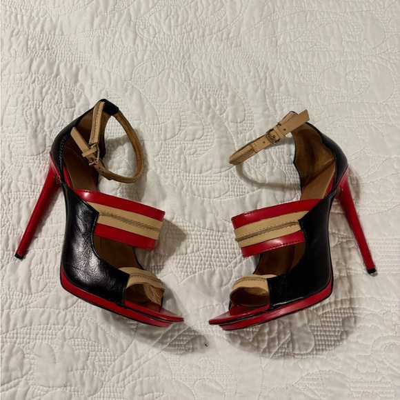 L.A.M.B. Red black.& Vanetta leather heels size 8 vintage - Picture 2 of 10